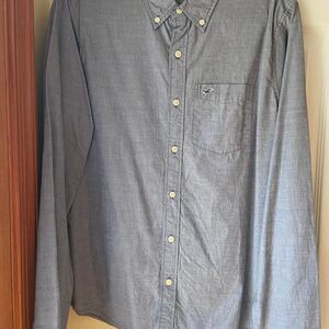 Hollister light faded blue button up shirt